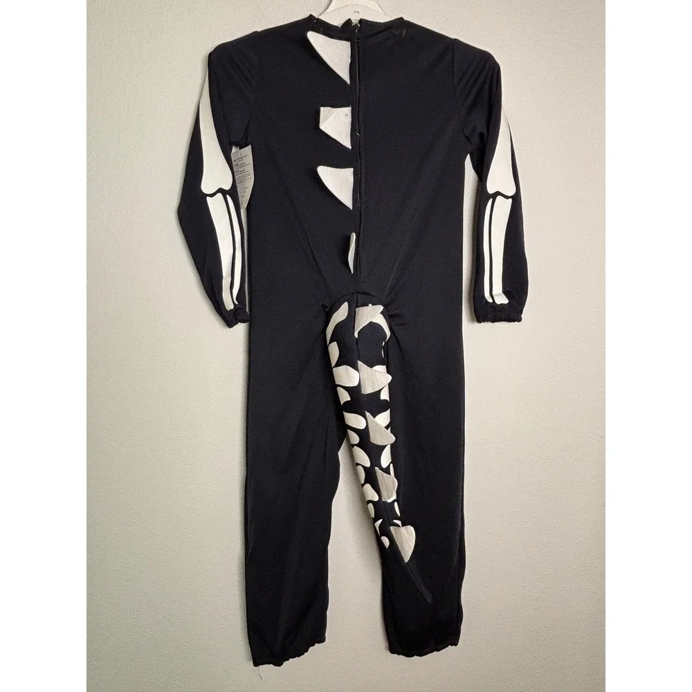 Pottery Barn Kids Glow in the Dark Dino Skeleton Costume 3pc Set Size 7-8 Black - Picture 2 of 12